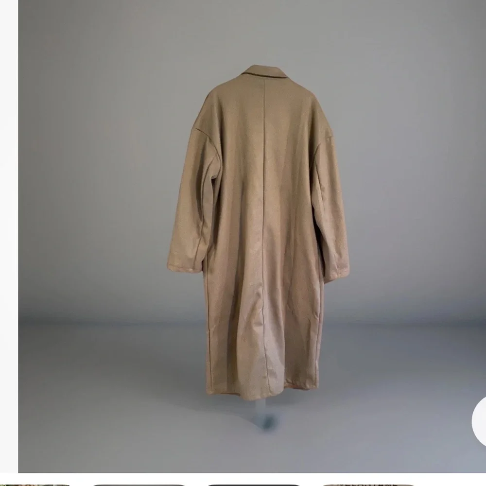 Camel Power Coat 2XL Longline Duster Double Breasted Minimal Luxe Streetwear men